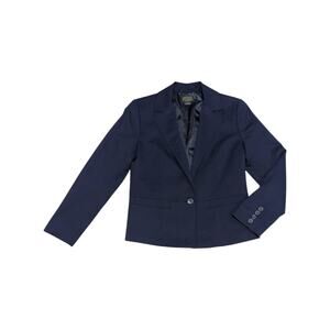 Pendleton Navy Blue Pleated Blazer Jacket Peplum Preppy Workwear Womens 8 Petite